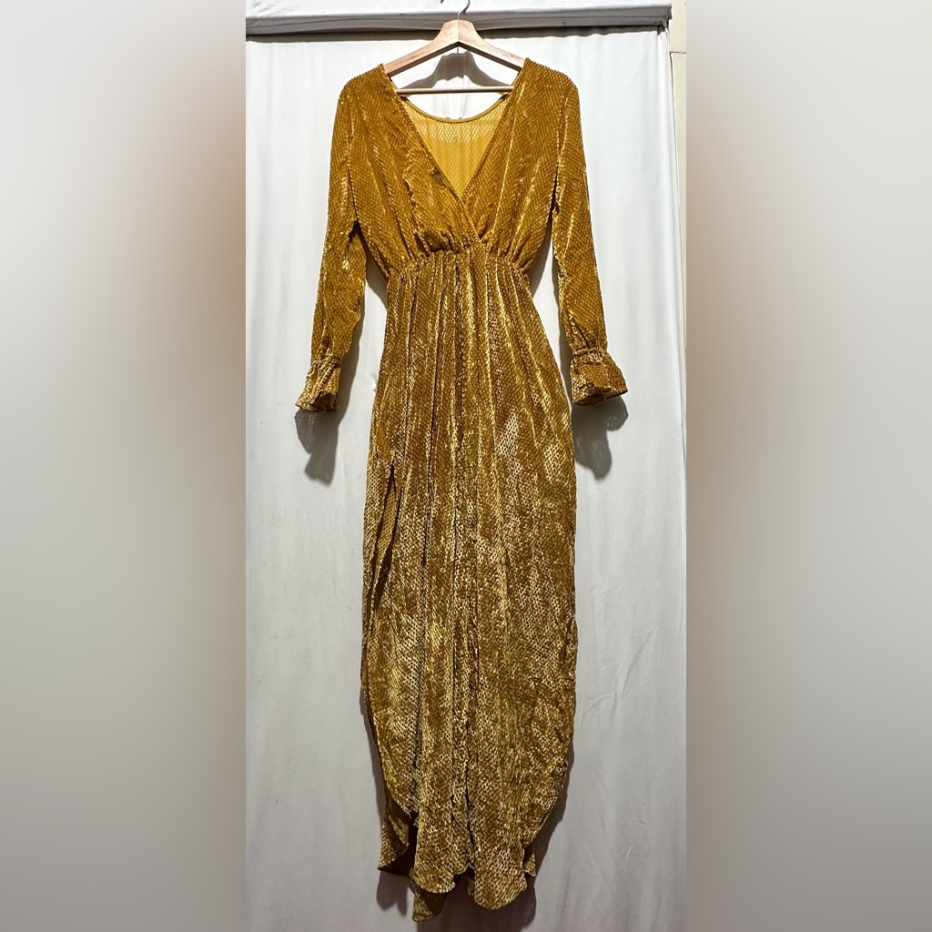 Flynn Skye Metallic Gold Long Sleeve Dress
